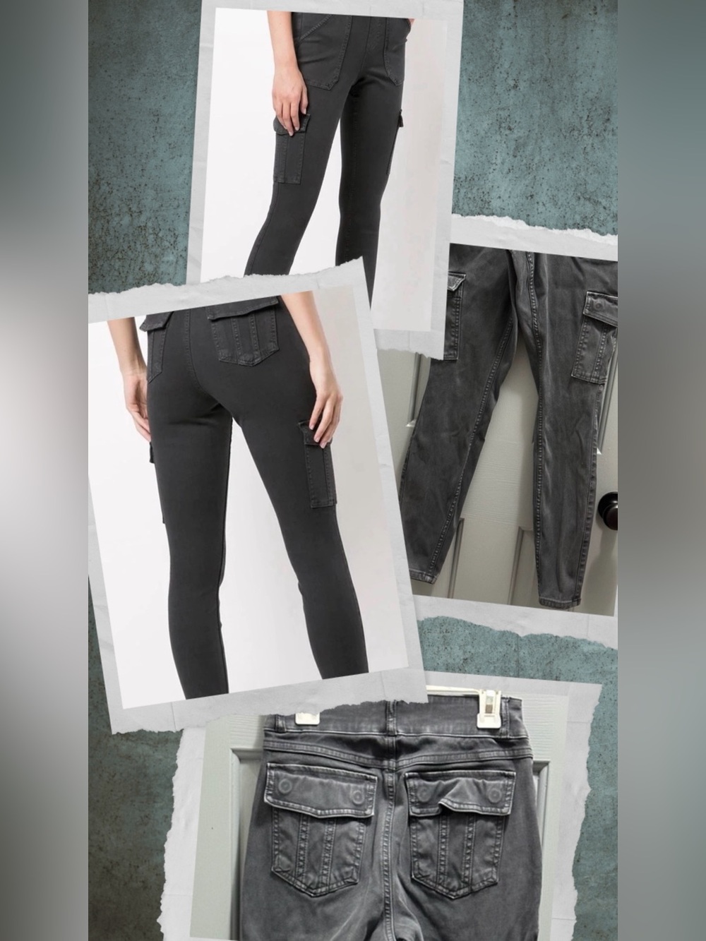 Spanx Everlene Women’s Twill Ankle Cargo Pants Small Washed Gray Stretch